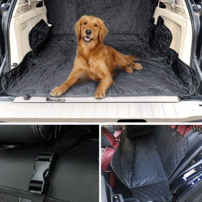 Showing the car seat cover in different scenarios back of a suv.