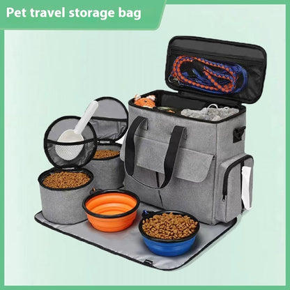 Dog Travel Bag Kit Pet Bag Out Travel Convenient Large-capacity Backpack Outdoor Travel Traveling Storage Bag Mat